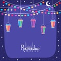 Greeting card with arabic lantern for Ramadan Kareem celebration Royalty Free Stock Photo