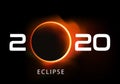 Greeting card 2020 on the background of the solar eclipse Royalty Free Stock Photo