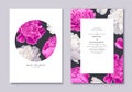Template design with white and pink peonies flowers and petals.