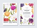 Template for cards, wedding invitations, posters, advertising banners with spring tulip flowers. Royalty Free Stock Photo