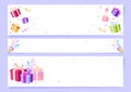 Greeting card banner blank festive box flat set