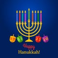 Greeting card or banner for the festival of Hanukkah.