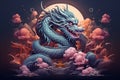 Greeting card, banner, flyer, poster with dragon. Happy Chinese New Year 2024 illustration Royalty Free Stock Photo