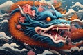 Greeting card, banner, flyer, poster with dragon. Happy Chinese New Year 2024 illustration Royalty Free Stock Photo