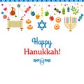 Greeting card or banner for the Jewish holiday of Hanukkah. Royalty Free Stock Photo