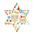 Greeting card or banner for the Jewish holiday of Hanukkah. Royalty Free Stock Photo