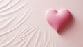 Greeting card banner with pink 3d heart on minimal light textured background