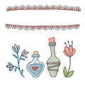 Greeting card, banner template with love potions