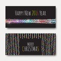 Greeting card with bright brilliant garlands. Festive design