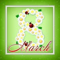 Greeting card with camomiles for March 8