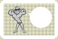 Greeting card with cartoon bodybuilder - personalize your card w