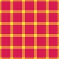 Greeting card check textile vector, internet tartan fabric background. Empty seamless pattern texture plaid in yellow and red