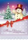 ÃÂ  Greeting card with a Christmas tree and snowman Royalty Free Stock Photo