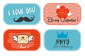 Greeting card collection / set of love labels and birthday tags / Valentines day cards