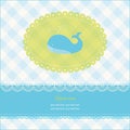 Greeting card with copy space and blue whale