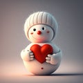 Greeting card couple in love cute snowmen and snow Couple. Vintage design for Valentine`s Day/Christmas. Generative AI Royalty Free Stock Photo