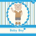 Greeting card with cute bear boy Royalty Free Stock Photo