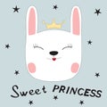 Greeting card.Cute Bunny sweet princess.