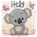 Greeting card Cute Cartoon Koala Royalty Free Stock Photo