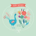 Greeting card, cute floral illustration