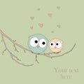 Greeting card with cute owls in love Royalty Free Stock Photo