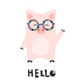 Greeting card with cute piglet.