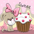 Greeting card Cute Puppy with cake