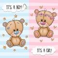 Greeting card with Cute Teddy Bears boy and girl