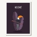 Greeting card with cute toucan parrot and text message