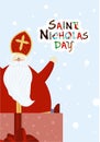 Greeting card for the day of St. Nicholas. Sinterklaas. Winter religious holiday. St. Nicholas or Mikulas