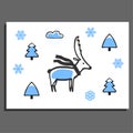 Greeting card with deer in scarf