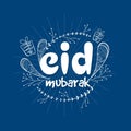 Greeting card design for Eid festival celebration. Royalty Free Stock Photo