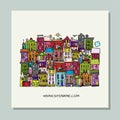 Greeting card design, european city street