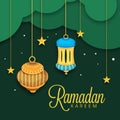 Greeting card design for Muslims holy month Ramadan Kareem.