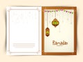 Greeting card design for Ramadan Kareem celebration. Royalty Free Stock Photo