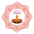 Greeting card for Diwali festival with diwali oil lamp and mandala