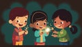 Traditional Diwali banner. Illustration of people celebrating Diwali a light festival in India Royalty Free Stock Photo