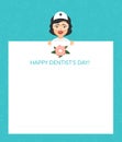 Greeting card for the doctor. International day of the dentist. Vector illustration. Flat design.