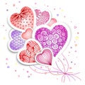 Greeting card with drawn hearts and plants for Valentine`s Day, weddings, Mother`s Day Royalty Free Stock Photo