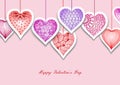 Greeting card with drawn hearts and plants for Valentine`s Day, weddings, Mother`s Day Royalty Free Stock Photo