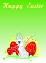 Greeting card with the Easter Bunny, eggs and willow