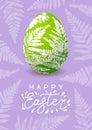 Greeting card with Easter egg with fern floral ornate for Your holiday design 3