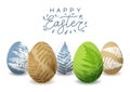 Greeting card with Easter eggs with fern floral ornate for Your holiday design