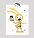Greeting card Easter rabbit vector illustration Royalty Free Stock Photo