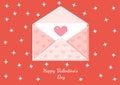 Greeting card with an envelope. Love message. Love letter for Valentine's Day for poster, print, holiday card. Royalty Free Stock Photo