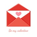 Greeting card with an envelope. Love message. Love letter for Valentine's Day for poster, print, holiday card. Royalty Free Stock Photo