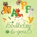 Greeting card with fanny cats