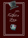 Greeting card for father`s day, watercolor, hand-drawing