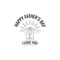 Greeting card Fathers day. Tuxedo, Suit, Tie. I love you lettering. Dad greeting. Vector. Royalty Free Stock Photo