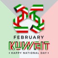 25 February national day of Kuwait greeting card with Kuwait flag colors. Vector illustration